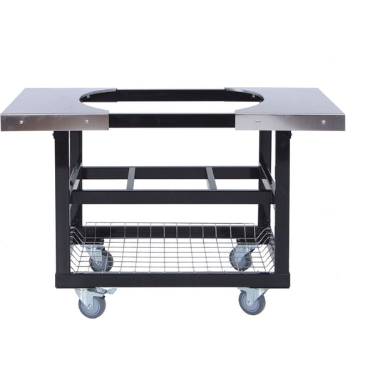 Primo Black Cart with Basket & Stainless Steel Side Shelves