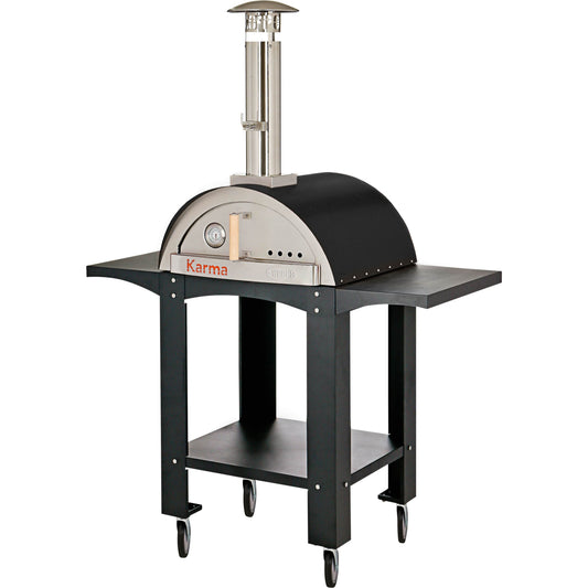 Pizza Makers & Ovens - WPPO Karma 25 In. Stainless Steel Wood Fired Pizza Oven (Black) With Cart - WKK-01S-WS-Black