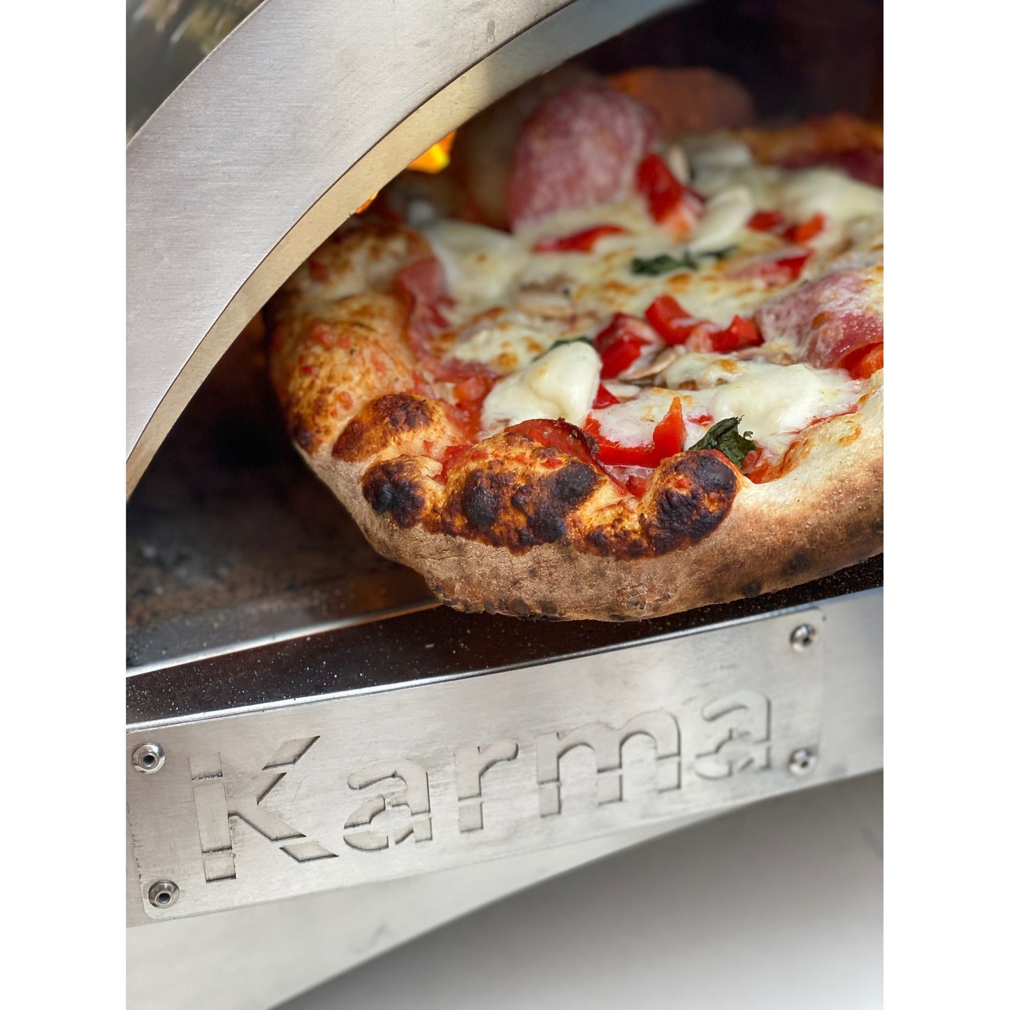 Pizza Makers & Ovens - WPPO Karma 25 In. Stainless Steel Wood Fired Pizza Oven (Black) With Cart - WKK-01S-WS-Black