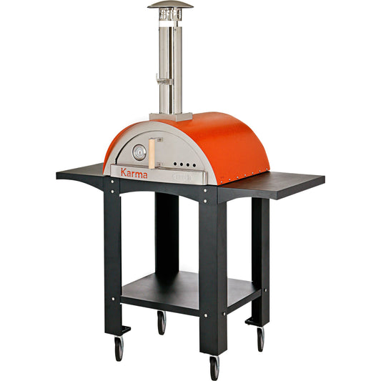Pizza Makers & Ovens - WPPO Karma 25 In. Stainless Steel Wood Fired Pizza Oven (Orange) With Cart - WKK-01S-WS-Orange