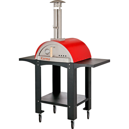 Pizza Makers & Ovens - WPPO Karma 25 In. Stainless Steel Wood Fired Pizza Oven (Red) With Cart - WKK-01S-WS-Red