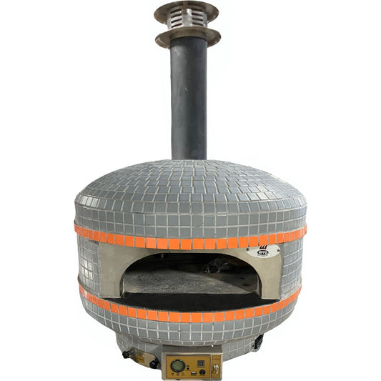 Pizza Makers & Ovens - WPPO Lava Series 28 In. Digital Controlled Wood Fired Pizza Oven (Grey/Orange Tile) With Convection Fan - WKPM-D700