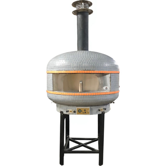 Pizza Makers & Ovens - WPPO Lava Series 40 In. Digital Controlled Wood Fired Pizza Oven (Grey/Orange Tile) With Convection Fan - WKPM-D100