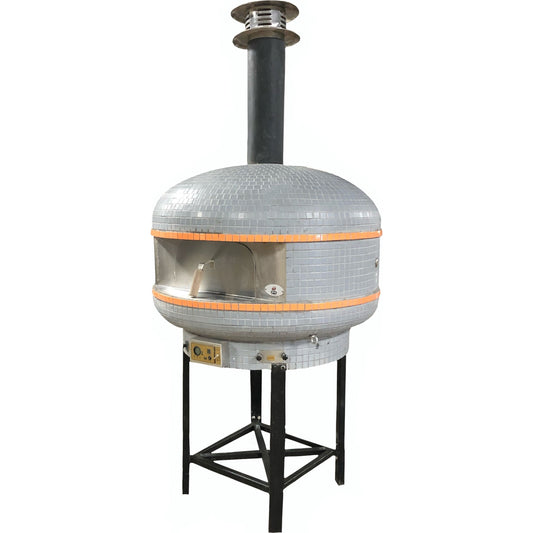 Pizza Makers & Ovens - WPPO Lava Series 48 In. Digital Controlled Wood Fired Pizza Oven (Grey/Orange Tile) With Convection Fan - WKPM-D1200