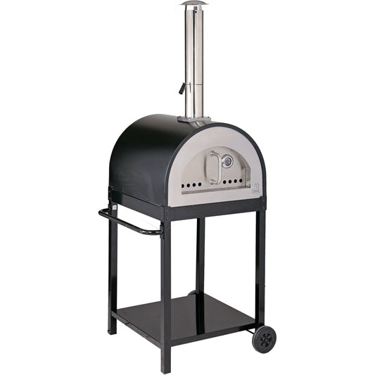 Pizza Makers & Ovens - WPPO Traditional 25 In. Eco Wood Fired Pizza Oven (Black) With Cart - WKE-04-BLK