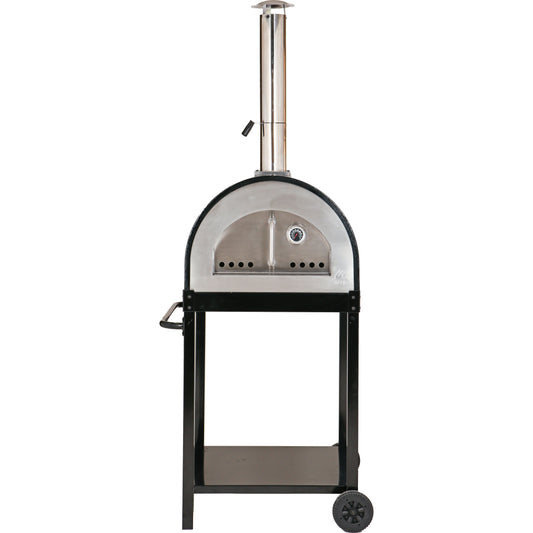 Pizza Makers & Ovens - WPPO Traditional 25 In. Eco Wood Fired Pizza Oven (Black) With Cart - WKE-04-BLK